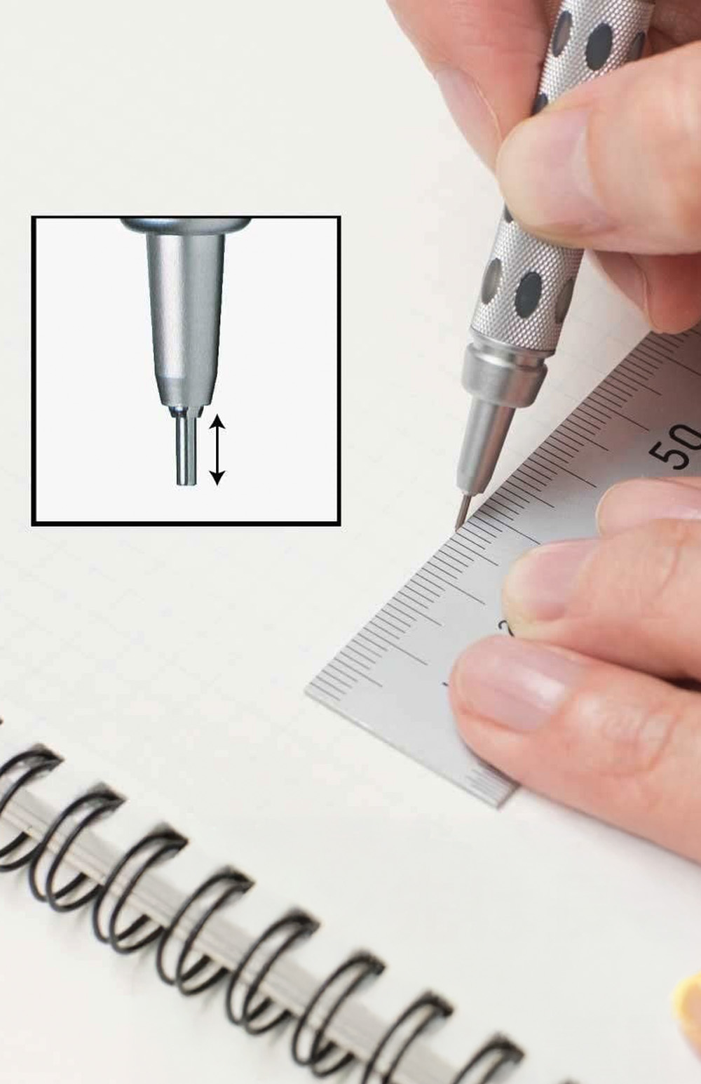 PG1010 closeup ruler 01 Pentel GraphGear 1000 long tip