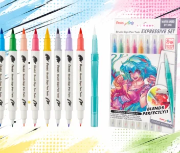 Pentel Brush Sign Pen Twin set Manga SESW30C-8MG