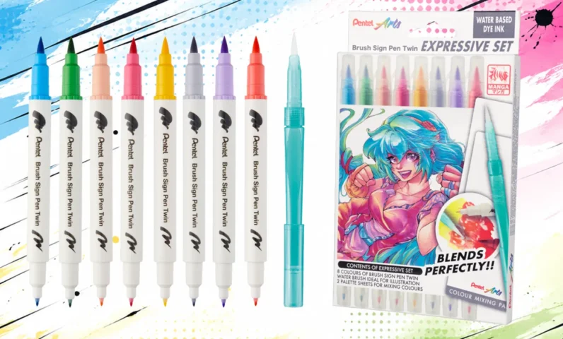 Pentel Brush Sign Pen Twin set Manga SESW30C-8MG