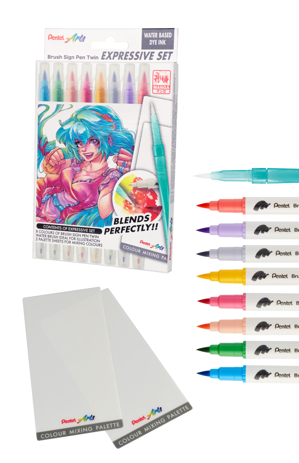 Pentel Brush Sign Pen Twin set Manga SESW30C-8MG