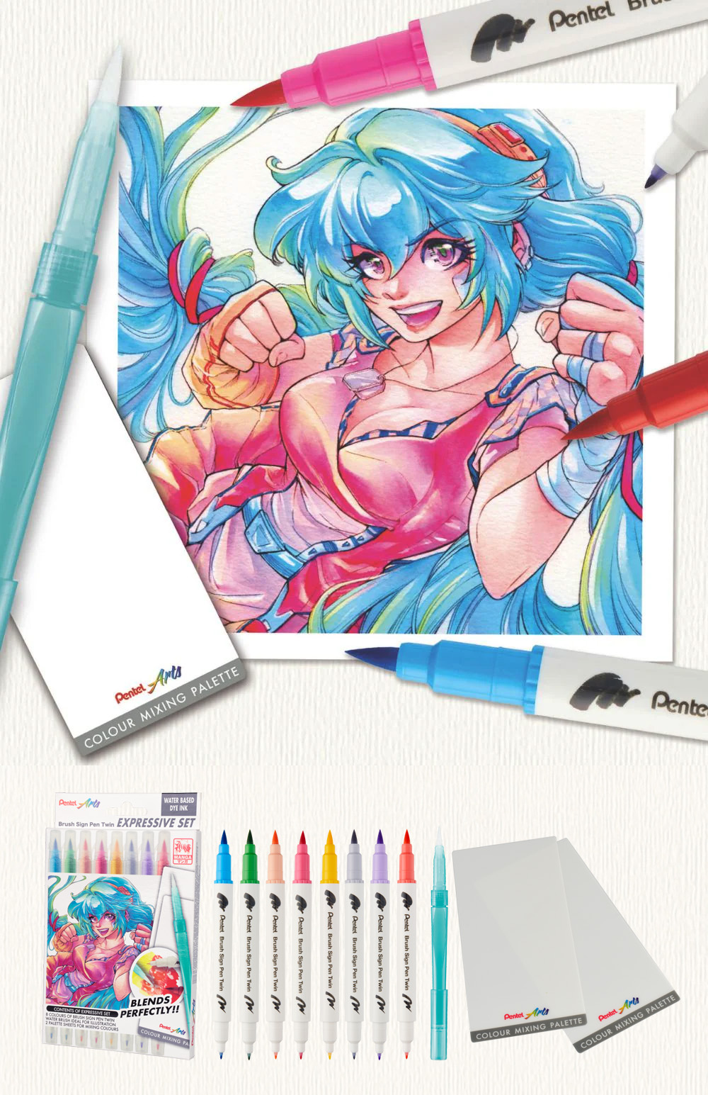 Pentel Brush Sign Pen Twin set Manga SESW30C-8MG